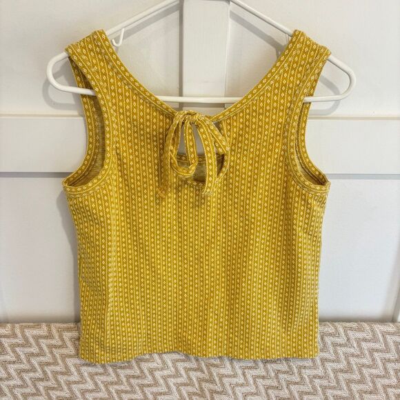 Madewell Women's Floral Jacquard Tie Back Tank Top Mystic Yellow Medium AN452 - Picture 7 of 10